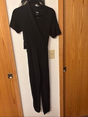 Kindred Bravely  Black Wrap Jumpsuit - pulldown nursing access